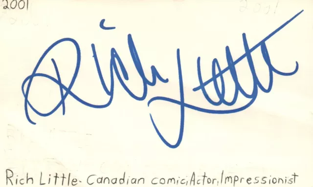 Rich Little Canadian Actor Comedian Movie Autographed Signed Index Card JSA COA