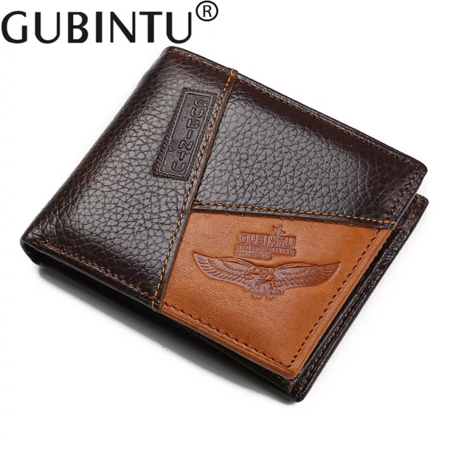 Genuine Leather Minimalist Bifold Wallets For Men RFID Blocking Slim Mens Wallet