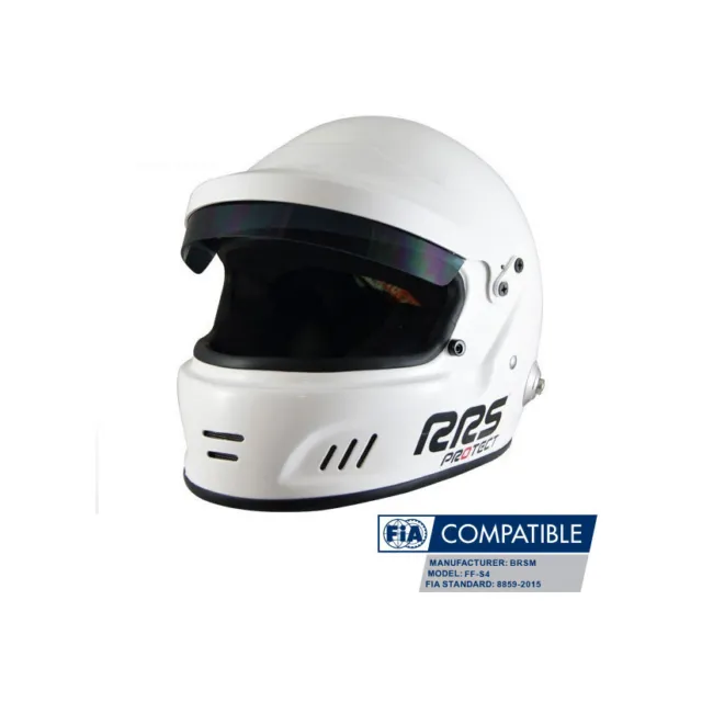 RRS Protect Full Face Rally Helmet FIA 8859-2015 SNELL SA2020 White Extra Large
