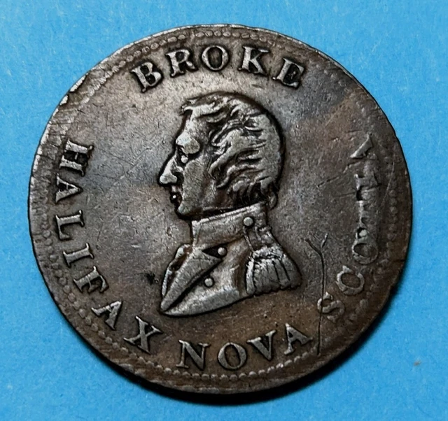 1814 Nova Scotia Halifax Britannia Broke. Super Cool Token VF/XF DETAILS.