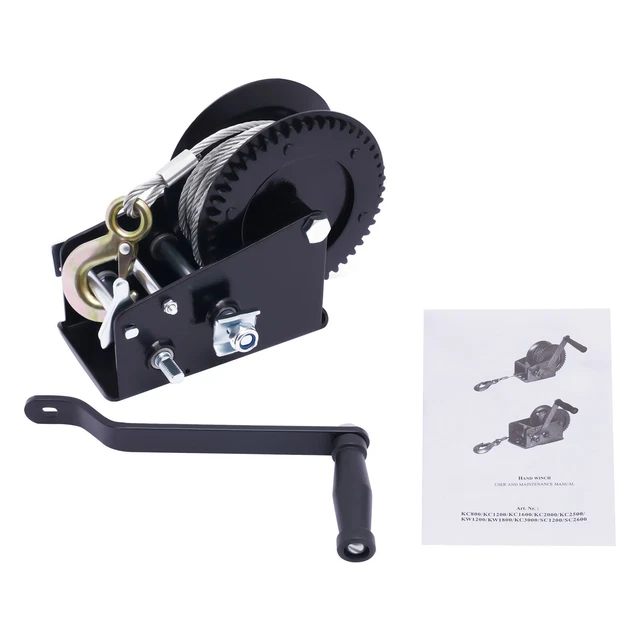 Handwinde 3500 Lbs Mit 10m Stahlseil - Manuelle Zugwinde Für Boote & Anhänger
