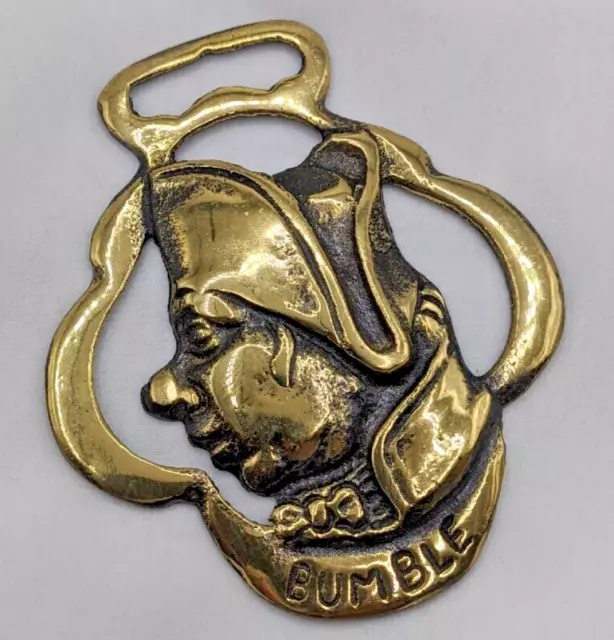 Brass Horse Medallion Vintage English Bumble Dickens Oliver Twist Show Parade
