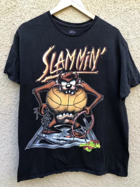 Space Jam Taz Shirt Slammin’ Tasmanian Devil Large Basketball Looney Tunes VTG