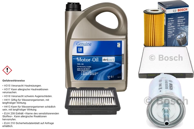 Inspektionspaket Filterset Mit 5L GM Motoröl 5W-30 Dexos2 & Filtern