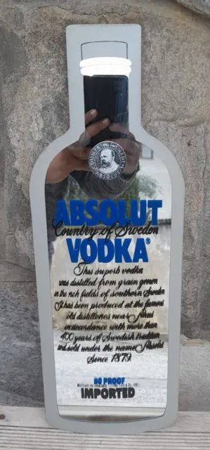 Rarissimo Quadro Specchio Da Pub A Forma Di Bottiglia Absolut Vodka