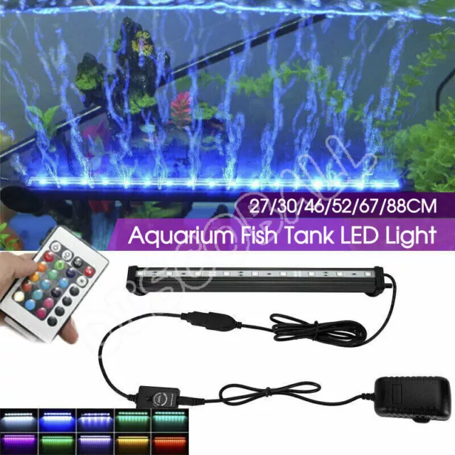 LED Aquarium Lights Submersible Air Bubble RGB Light for Fish Tank Underwater UK