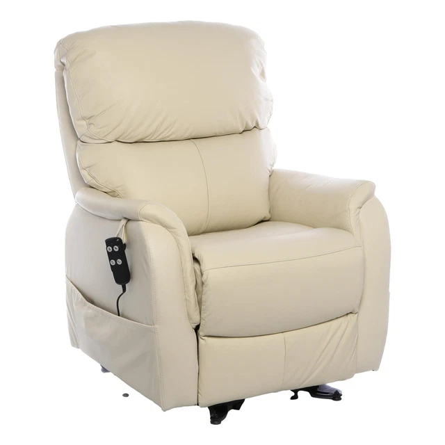 Montreal Dual Motor Riser Recliner Mobility Chair in Cream Leather - Refurbished