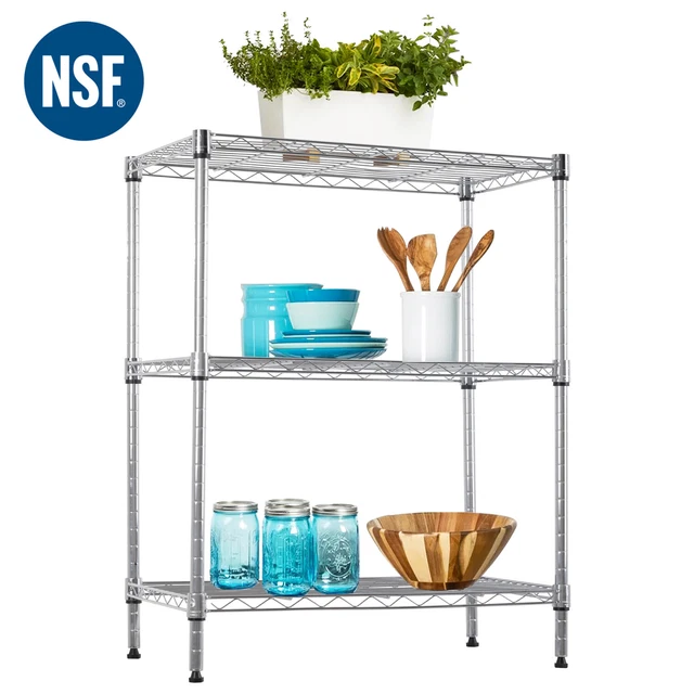 3 TIER WIRE Shelving Unit Organizer Wire Rack Adjustable Metal Storage