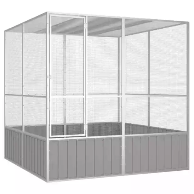 Bird Cage Galvanised Steel Pigeon Cage Grey 213.5x217.5x211.5 cm Steel