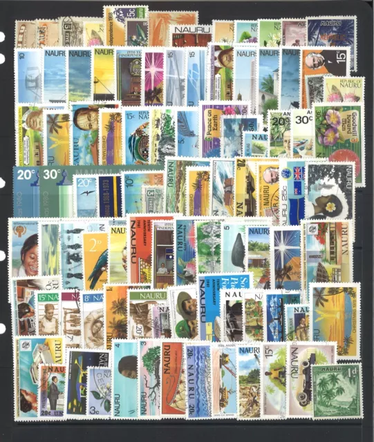 Nauru 100 Different Stamps in Glassine Bag Mint & Used