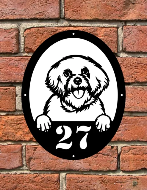 Letrero de placa con número de puerta personalizado con perro 026 basset hound