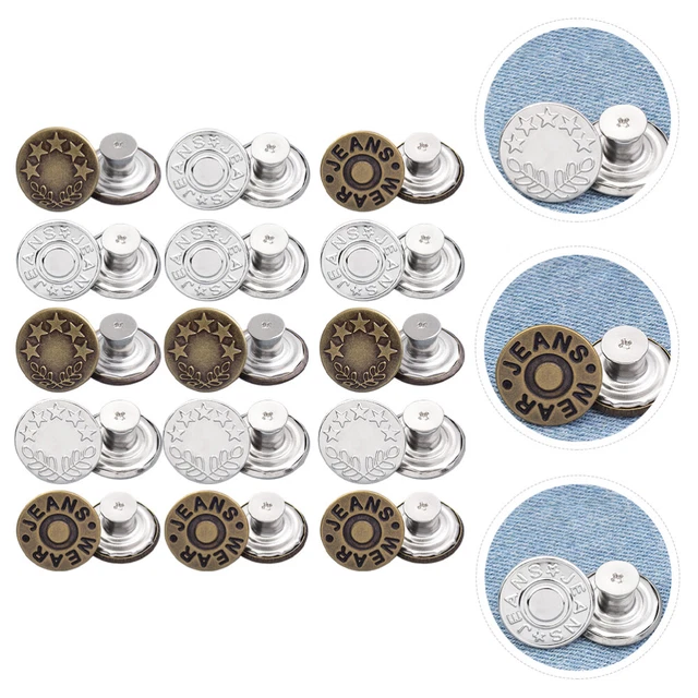 48 Pcs Boutons Jean Attaches De Jean En Métal Boucle De Taille Réglable