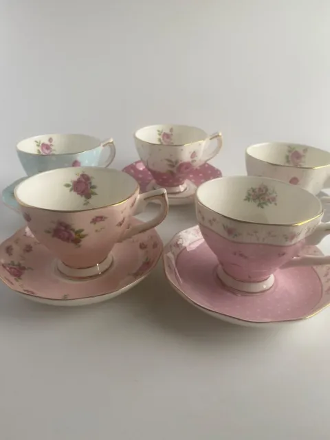 Vintage Style Fine Bone China Tea Cup & Saucer Set