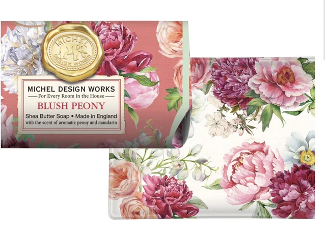 NEW Michel Design Works BLUSH PEONY Shea Butter Soap/Dish Set Great for Teachers