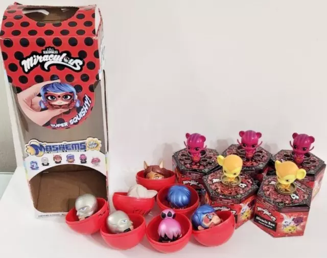 Miraculous Ladybug Miracle Kwami Surprise & Squishy Mashems Toys Lot of 12