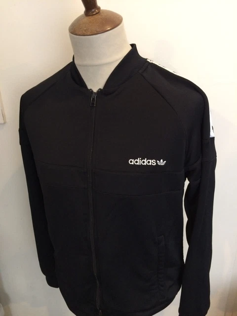 Retro Adidas Tracksuit Top Size Medium Black