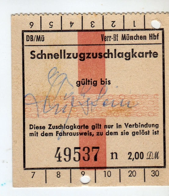 Supplemento Treno Espresso 2 Dm-Germania -Anni'50