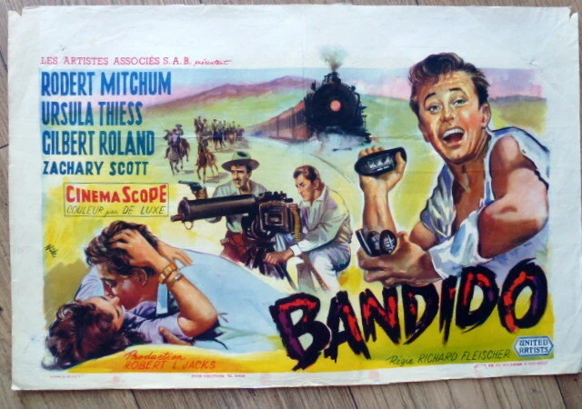 belgian poster western BANDIDO, ROBERT MITCHUM, URSULA THIESS, GILBERT ROLAND