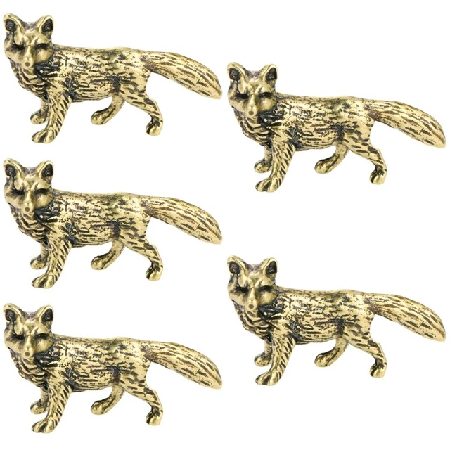 5x Desktop Vintage Fox-shape Statue Tabletop Animal Decor