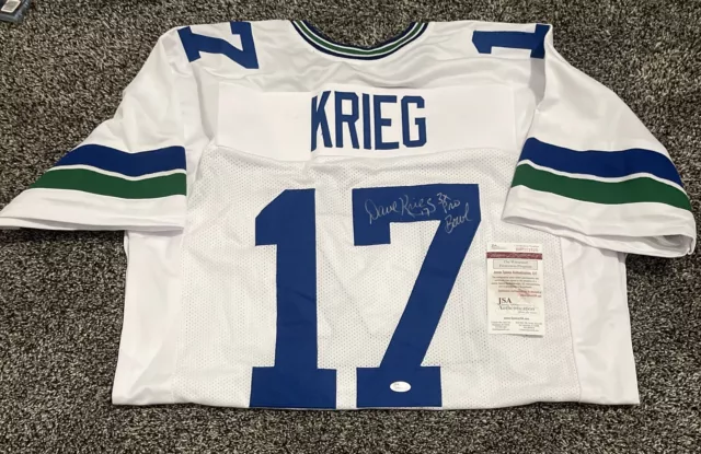 Dave Krieg Seattle Seahawks SIGNED  Jersey  JSA COA WITNESSED INSR 3X PRO BOWL