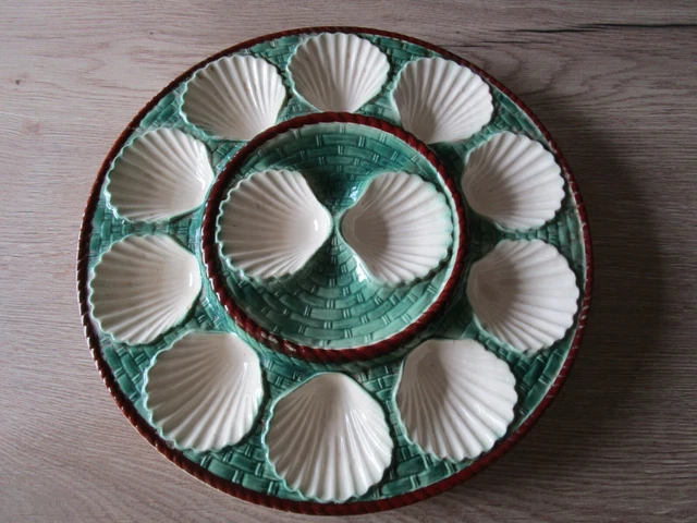 Grand Plat à Huîtres En Céramique – Sarreguemines – Diamètre 38 Cm – Blanc Brillant