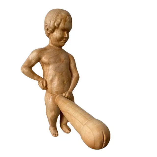 Creative Toilet Paper Roll Holders Statue Funny Decorative Wood Boy Shape Stand