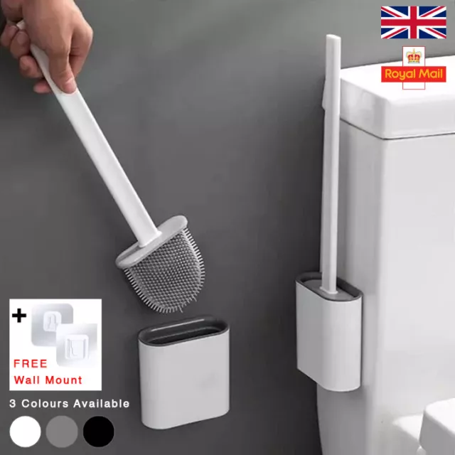 Silicone Toilet Brush Bathroom With Holder Toilet Brush Holder Set Wall Mount