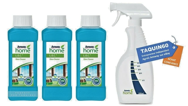 3 NETTOYANTS VITRES ULTRA CONCENTRE LOC Amway 500ml + 1 Pistolet Vapo 500ml