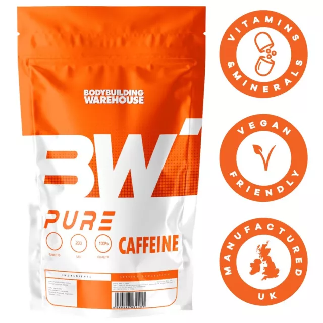 Pure Caffeine Tablets 200mg Pre Workout | Slimming | Focus | Energy Free P&P 200