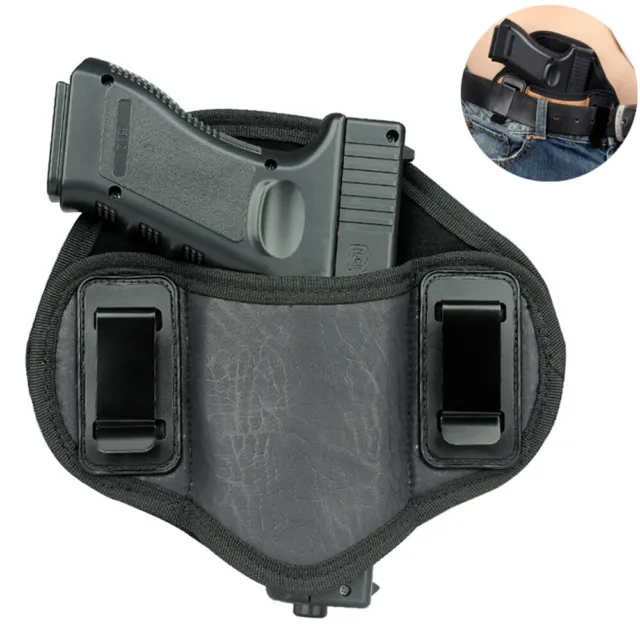 Tactical Dual Clip Soft Pancake Concealed Carry IWB Pistol Leather Belt Holster