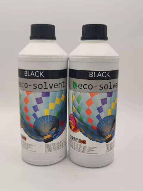 2pack - 1L BLACK Eco-Solvent Ink for Roland, Mutoh, Mimaki, & more