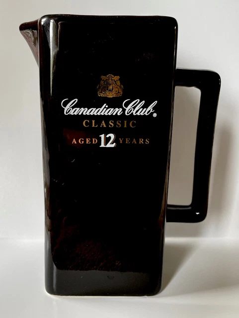 Vintage Canadian Club Classic Aged 12 Years Whiskey Black  Pitcher Barware