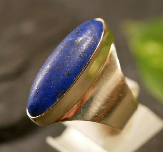 Wunderschöner 585 14 K Gold Ring Lapislazuli Cabochon Blau Ultramarin Lang