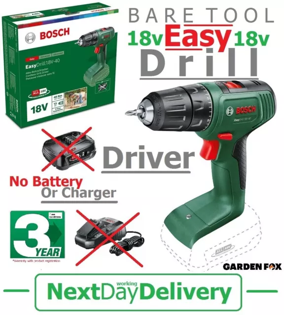 BARE - BOSCH EasyDRILL 18V-40 Cordless Drill Driver 06039D8000 4053423230628