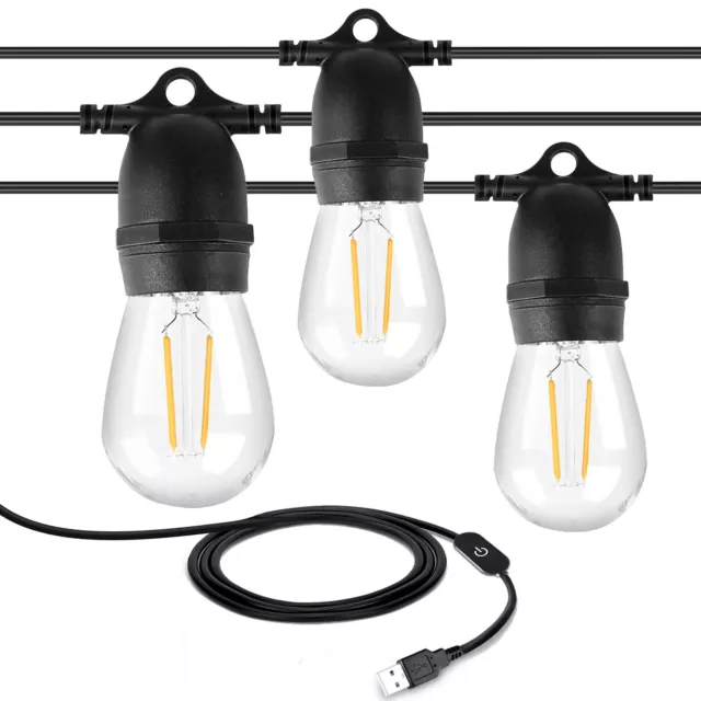 BRIMAX LED Outdoor String Lights USB Waterproof Dimmable 24.6Ft Light S14 Bulbs BRIMAX LED Outdoor String Lights USB Waterproof Dimmable 24.6Ft Light S14 Bulbs