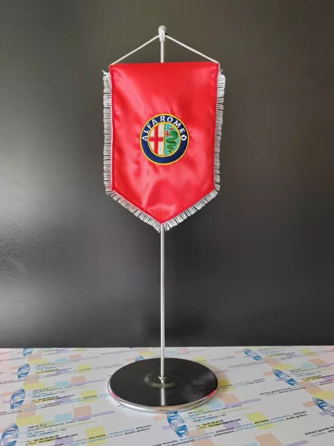 Gagliardetto bandiera stendardo gadget da collezione marchio Alfa Romeo vintage