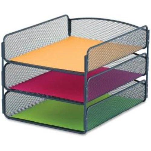 Safco Onyx Letter Tray - 3 Compartment[s] - 8" Height X 9.3" Width X 11.8" Depth
