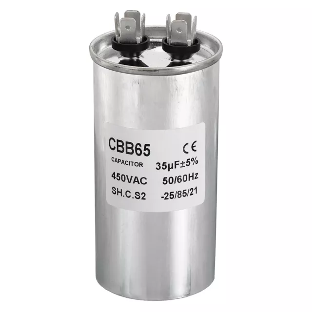 CBB65 35uF Condensateur, 35mfd 1pcs Boîtier Aluminium 450V 2 Broches Condenseur