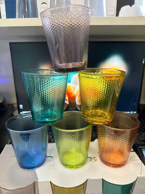 Set 6 Bicchieri Colorati Vetro Phoebe Rainbow - 624 Ml, Per Acqua, Cocktail, Succo, Design Moderno - Foto 2