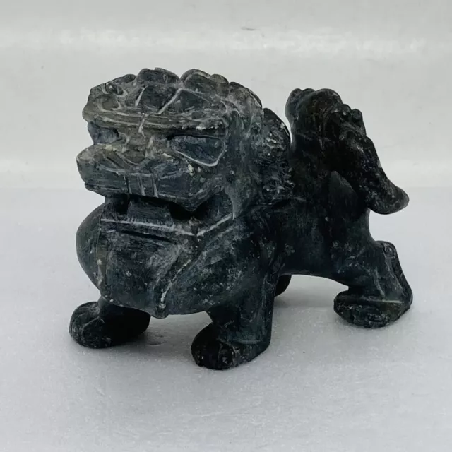 Rare 1950s Chinese Foo Lion Soapstone Sculpture Statue No.28 Handcarved 27