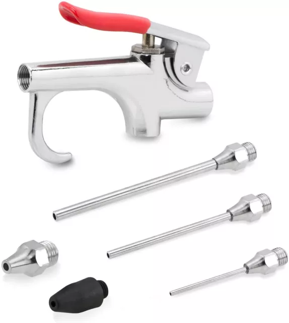 Air Blow Gun Set with 5 Interchangeable Nozzles and Over-Sized Trigger Tool