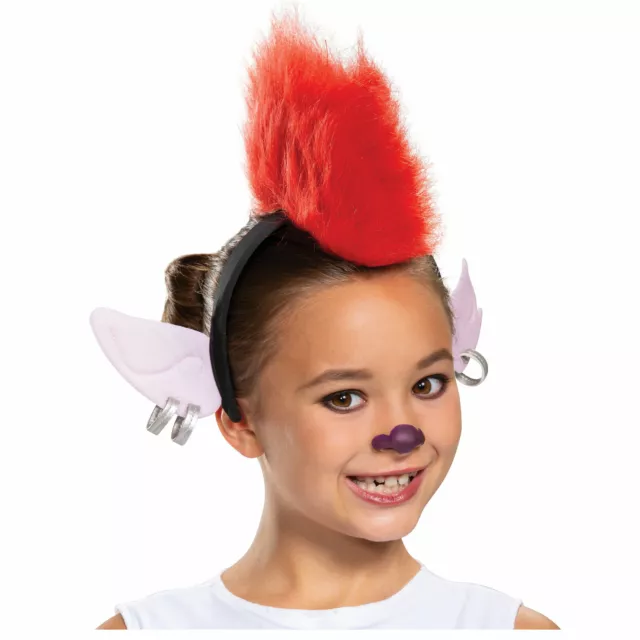 Girls Trolls World Tour Barb Halloween Costume Red Mohawk Wig Headband Child