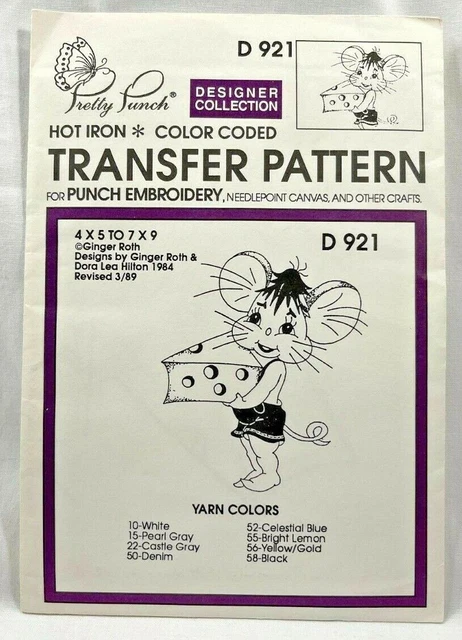 NUEVO 1990 Pretty Punch Mouse con queso D921 patrón de transferencia bordado 9120