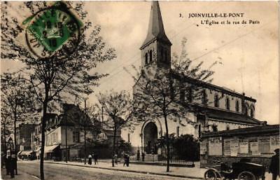 CPA ak joinville-le-pont church and the rue de paris (600306)