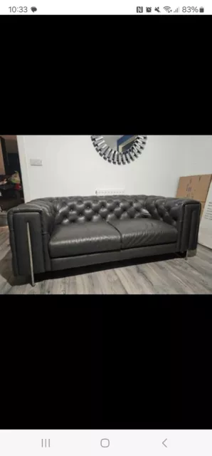 2X ANASTASIA CHESTERFIELD style chrome Italian Leather sofas 1 400.00 PicClick UK