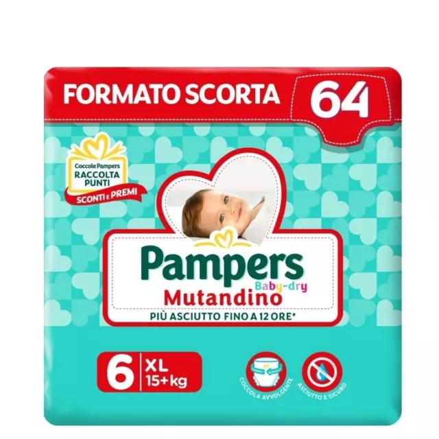 Pampers Baby Dry Mutandino Taglia 6 Pacco Scorta da 64 Pannolini