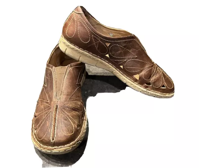 Josef Seibel Amanda Slip On Comfort Shoes 6.5/7  37  Brown Leather