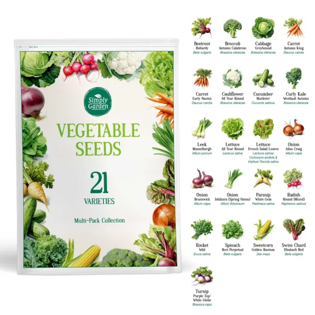 Vegetable Seed Pack 21 Varieties Grow Your Own Plants Carrot Lettuce Onion