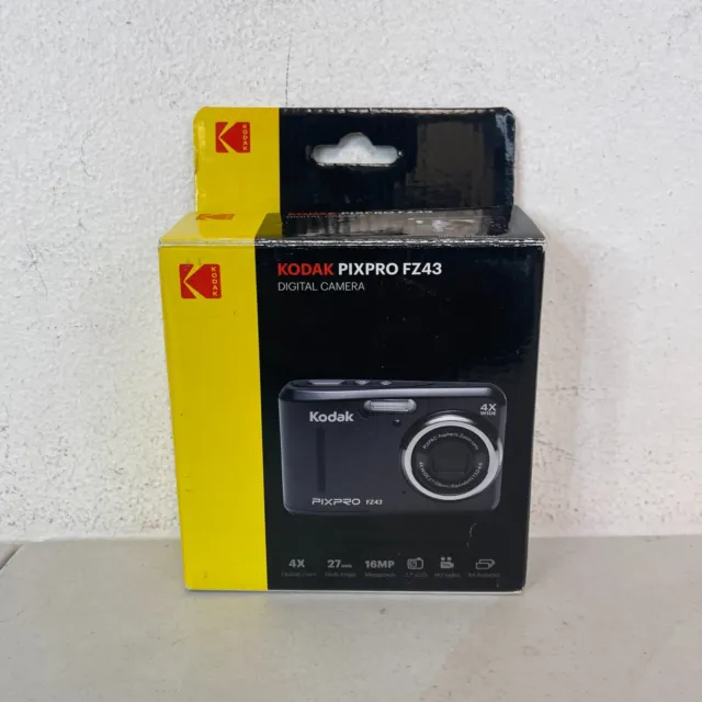 Kodak PIXPRO FZ43 16 MP Black Digital Camera with 4X Zoom, 27mm Wide Angle Lens