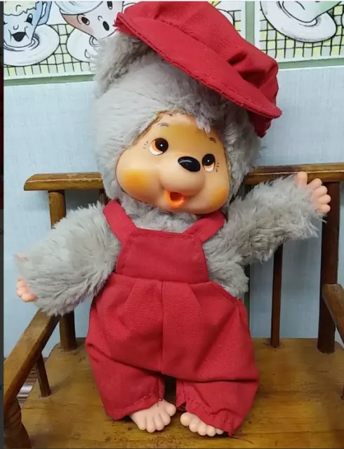 SUPER RARE VINTAGE JAPAN MADE MONCHICHI MONCHHICHI DOLL WITH CLOTHES 30  THUMB